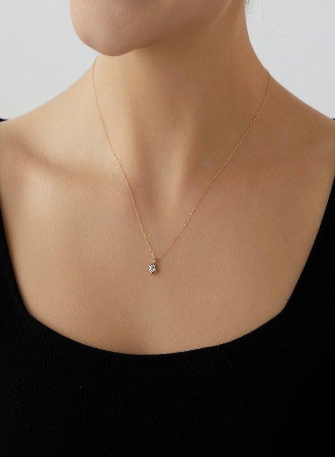 DIAMONBLISS 10K Solid Gold April Birthstone Necklace | Yellow Gold Bezel Round Cut Pendant with 0.25 Carat Cubic Zirconia Simulant - Image 3