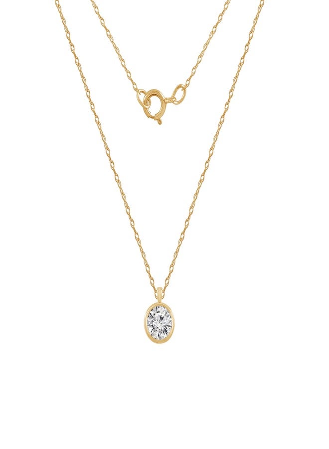 DIAMONBLISS 10K Solid Gold April Birthstone Necklace | Yellow Gold Bezel Round Cut Pendant with 0.25 Carat Cubic Zirconia Simulant - Image 1