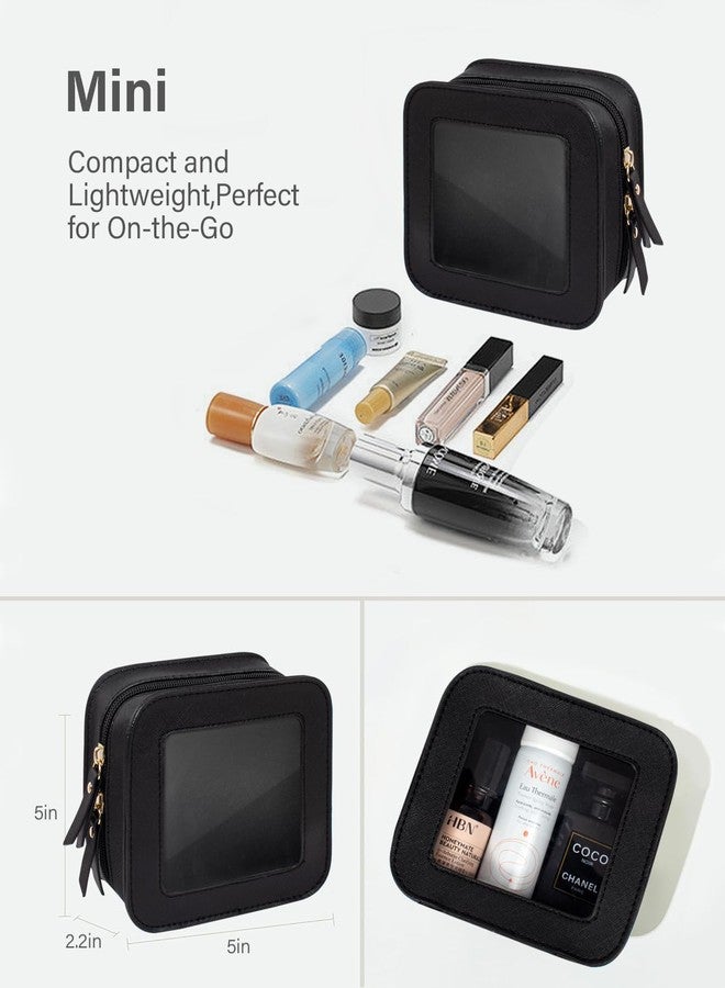 LETGO Clear Makeup Bag Set for Women Portable Clear Makeup Bag Cute Waterproof Travel Cosmetic Bag Travel Essentials Car Accessories for Women Men(Black, Standard + Mini) - Image 4