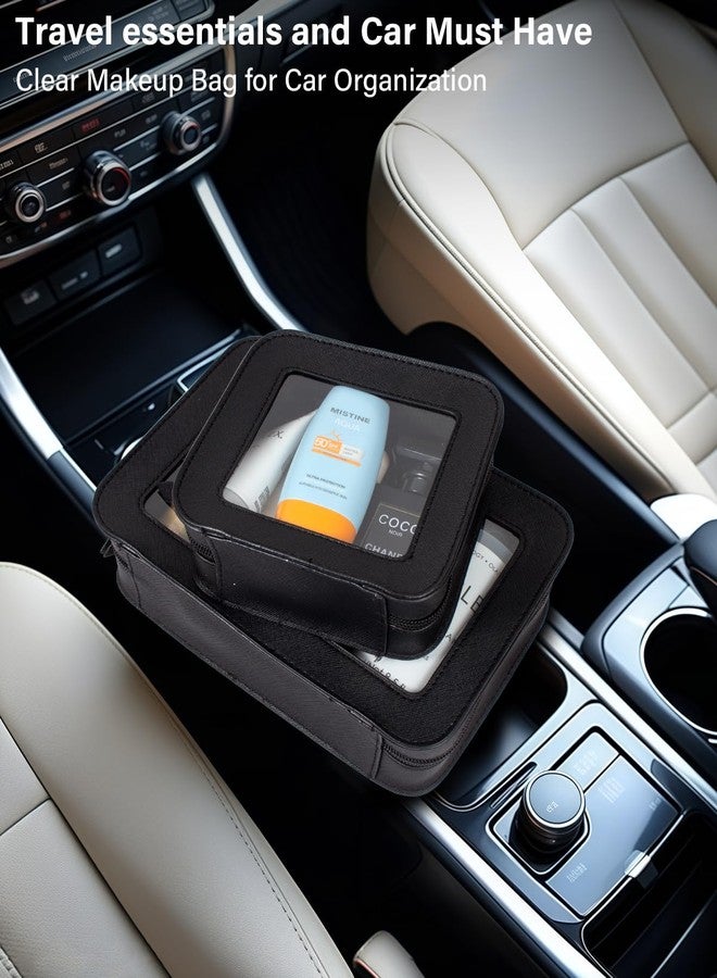 LETGO Clear Makeup Bag Set for Women Portable Clear Makeup Bag Cute Waterproof Travel Cosmetic Bag Travel Essentials Car Accessories for Women Men(Black, Standard + Mini) - Image 5