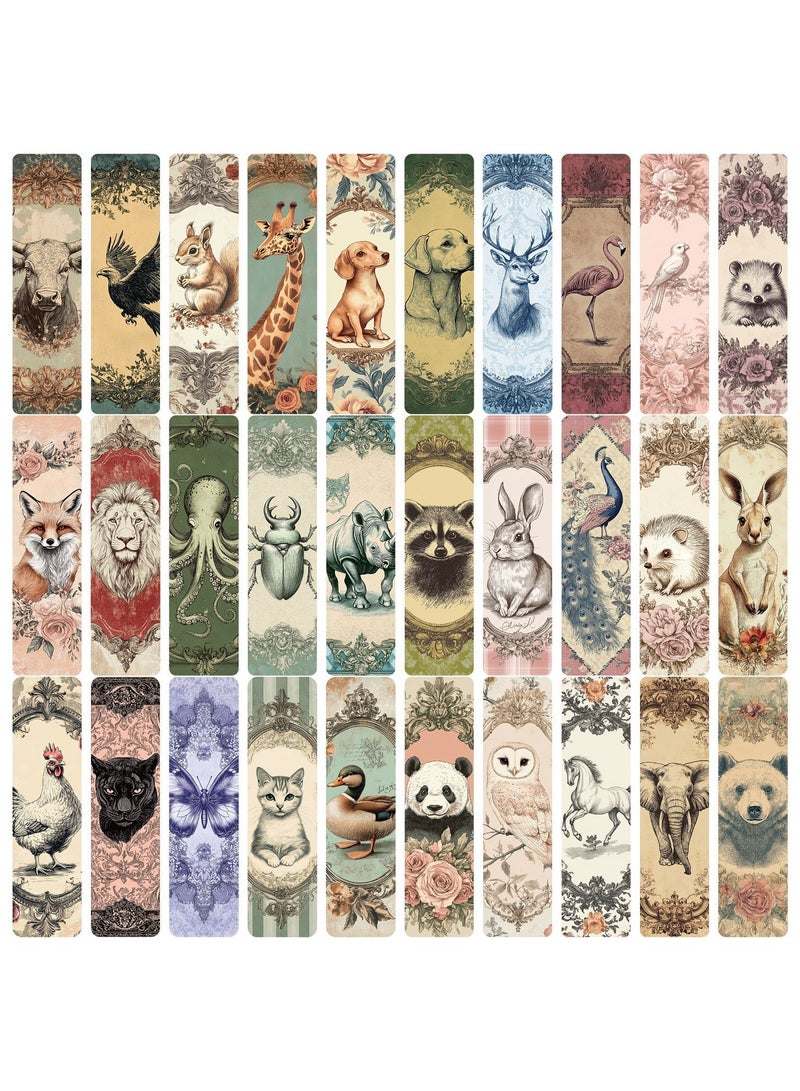 30 قطعة من علامات الكتب الورقية بموضوعات حيوانات لطيفة للبالغين والأطفال علامات كتب حيوانات فريدة للطلاب والمعلمين والمدرسة والمكتب المنزلي وعشاق القراءة - Image 1