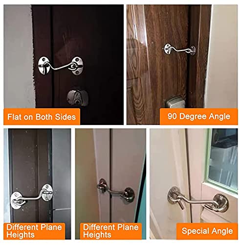 Mgoodoo 2 Pack 10 Inch Hook and Eye Latch, Heavy Duty Stainless Steel Barn Door Lock Gate Cabin Hook with 8 Mounting Screws for Sliding Door, Gate, Cabinet, Window, Shed (Silver) - Image 3
