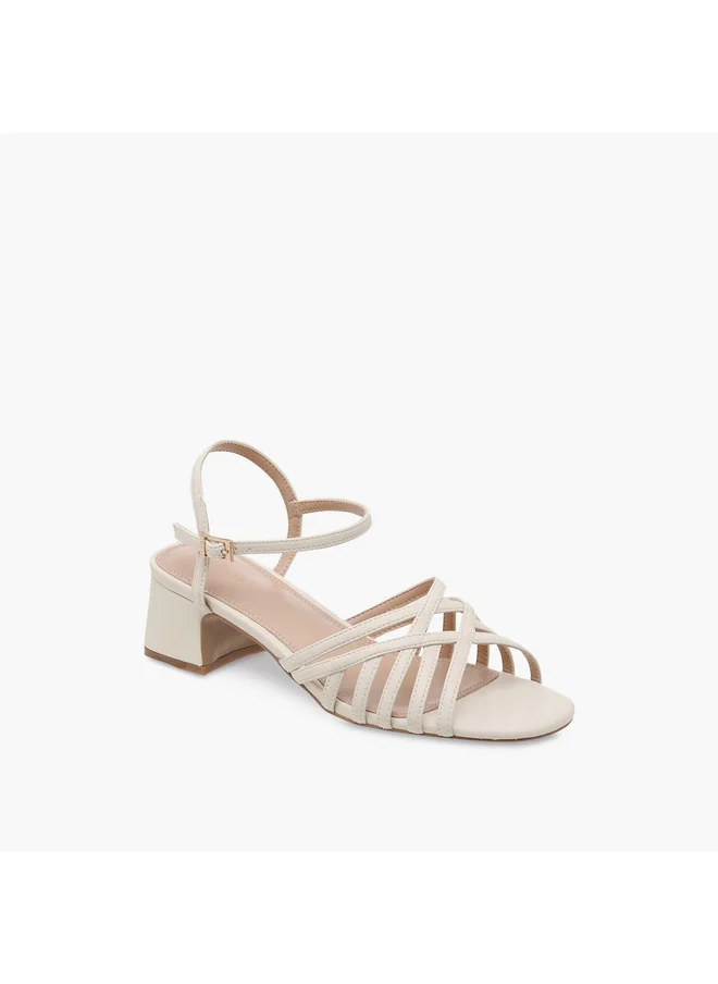 سيليست Women Cross-Strap Sandals with Pin Buckle Closure and Block Heels