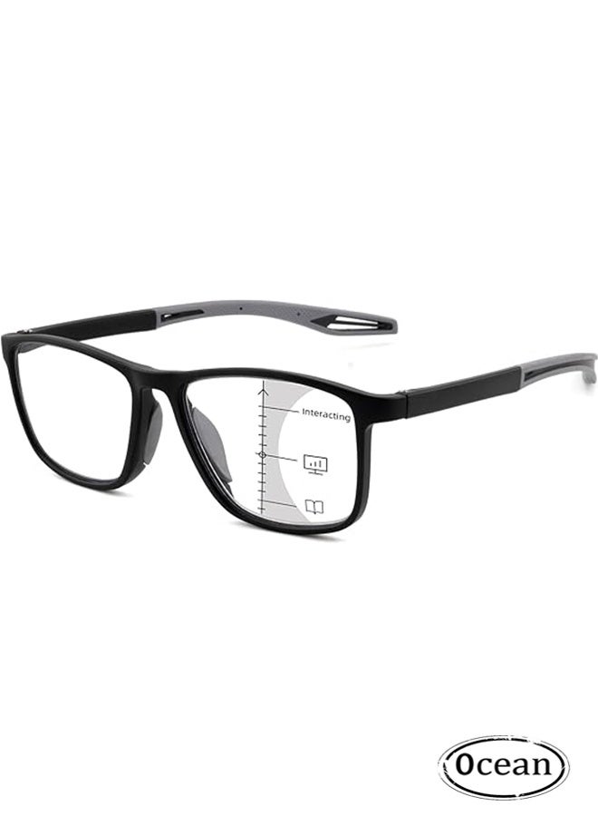 JS Progressive Multifocus Reading Glasses Flexible Lightweight TR90 Frame Blue Light Blocking Computer Readers for Women and Men - Image 1