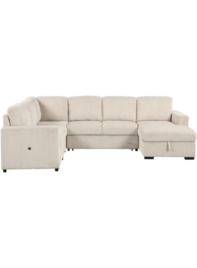 Comfynest أريكة زاوية قابلة للتحويل بحجم كبير على شكل U مع تشيس للتخزين - أريكة مودولار مع سرير قابل للسحب (رمادي، تشيس يسار) - Image 4