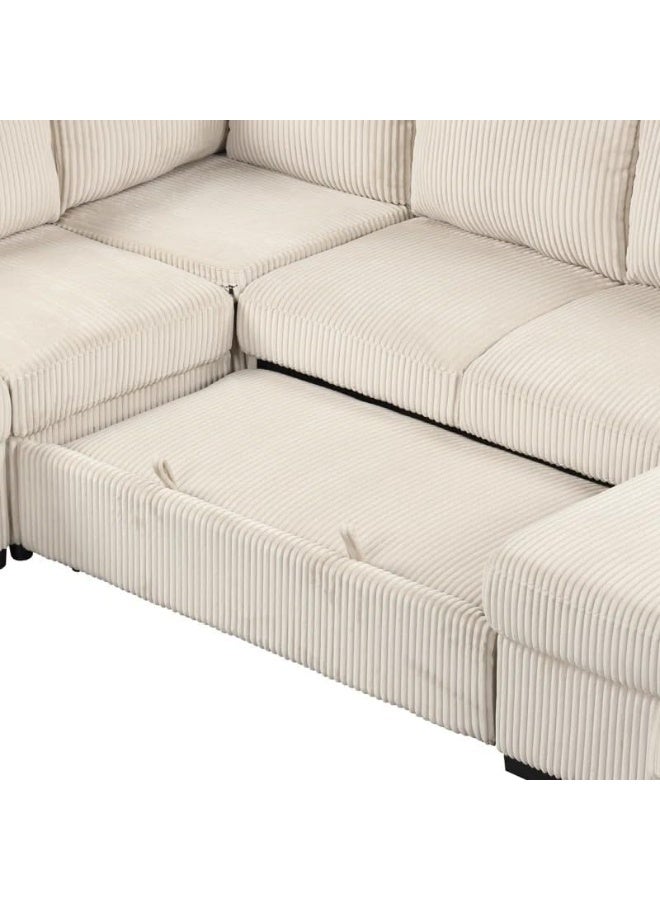 Comfynest أريكة زاوية قابلة للتحويل بحجم كبير على شكل U مع تشيس للتخزين - أريكة مودولار مع سرير قابل للسحب (رمادي، تشيس يسار) - Image 5