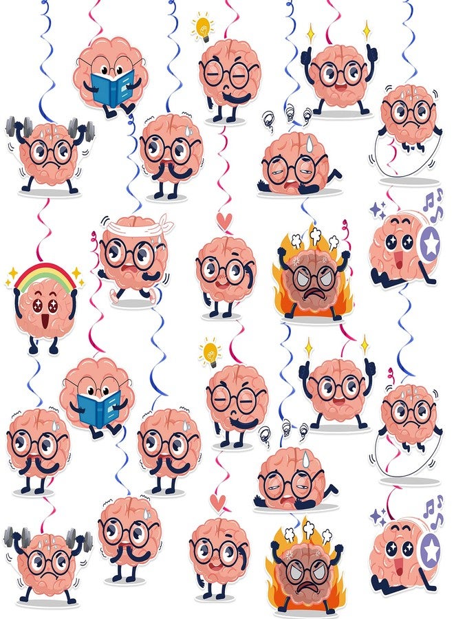 MZ.ogm 24 Pcs Brain Stickers Brain Hanging Swirls Party Decorations Brain Ceiling Decorations Hanging for Boys Girls Funny Birthday Brain Themed Party - Image 1