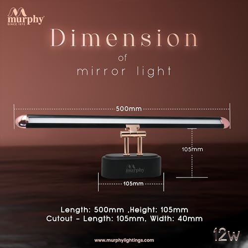 Murphy 12W 3-in-1 Color Chnaging Black Rose Gold Finish LED Mirror Picture Wall Light,Bathroom Vanity Led Mirror Light with 2 Year Warranty (Cool White/Warm White/Natural White)-Pack of 1 - Image 5