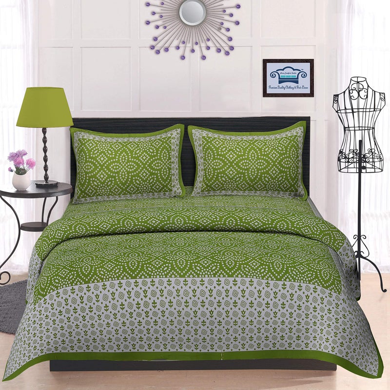 PURE COMFORT 144TC Sanganeri Print Rajasthani Traditional Unique Jaipuri Floral Printed King Size Double Bedsheet with Pillow Cover Cotton - Image 5