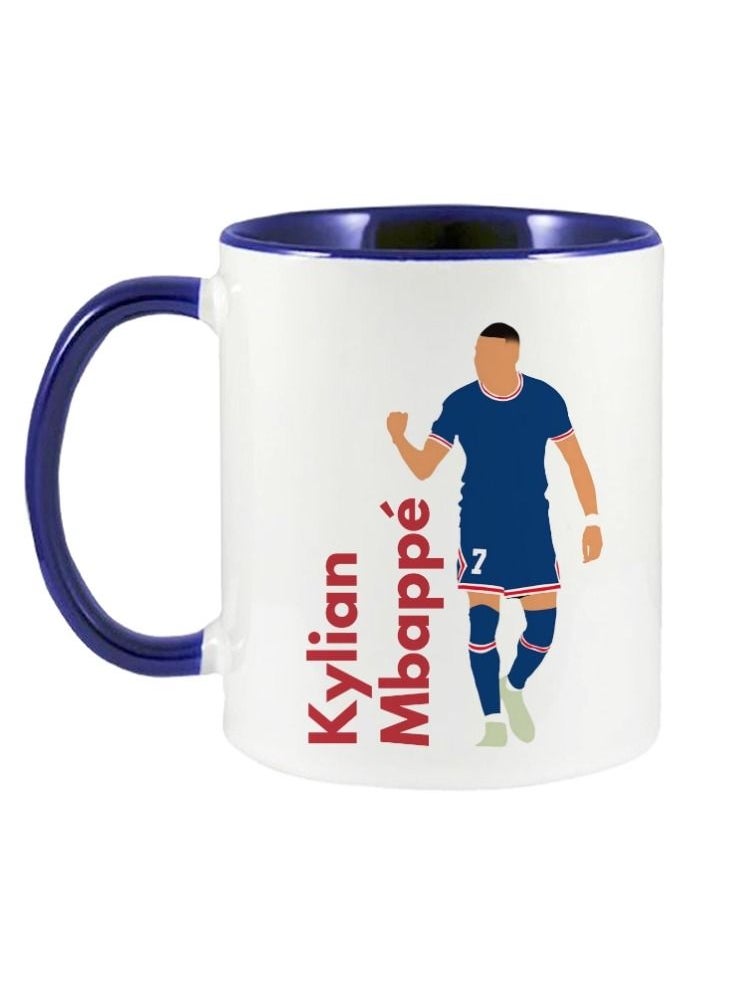 MEC - Kylian Mbappe Football Player Design Coffee Mug Printed On Both Sides Printed Coffee Mug 11Oz Dark Blue Handle - Image 1