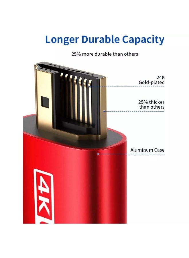 جيسوس كابل HDMI 2.0 بدقة 4K بطول 2 متر - كابل HDMI مضفر عالي السرعة بسرعة 18 جيجابت في الثانية يدعم دقة 4K بمعدل 60 هرتز، وتقنية HDR، وتقنية ARC، ومنفذ إيثرنت لأجهزة PS5 وPS4 والتلفزيونات الذكية وأجهزة الكمبيوتر والشاشات (أحمر) - Image 2