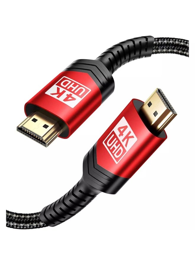 جيسوس كابل HDMI 2.0 بدقة 4K بطول 2 متر - كابل HDMI مضفر عالي السرعة بسرعة 18 جيجابت في الثانية يدعم دقة 4K بمعدل 60 هرتز، وتقنية HDR، وتقنية ARC، ومنفذ إيثرنت لأجهزة PS5 وPS4 والتلفزيونات الذكية وأجهزة الكمبيوتر والشاشات (أحمر) - Image 1