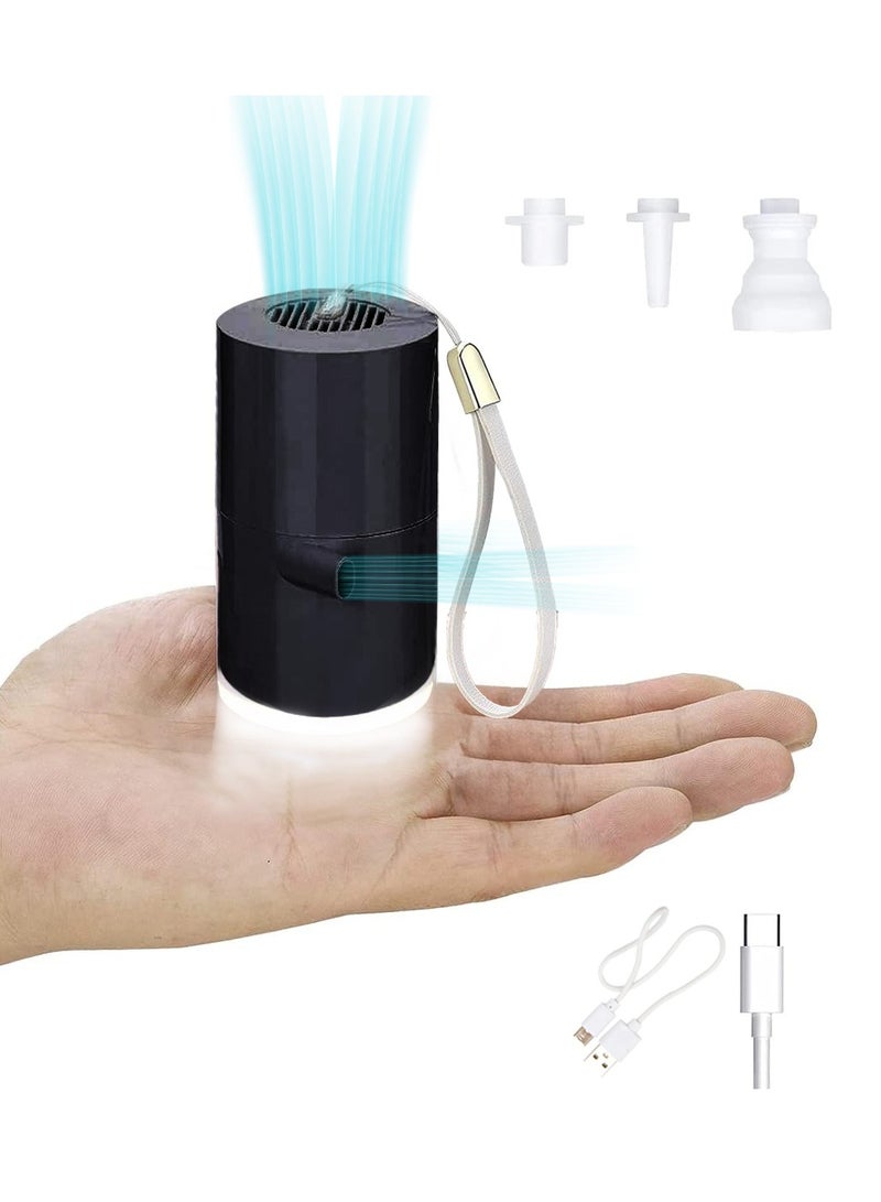 مضخة هواء كهربائية محمولة صغيرة قابلة لإعادة الشحن 3 في 1، مضخة حقيبة مكنسة كهربائية، ضوء تخييم مع بطارية 1300 مللي أمبير في الساعة للنفخ أو تفريغها لحلقة السباحة، سرير هوائي، أكياس مكنسة كهربائية للم - Image 1