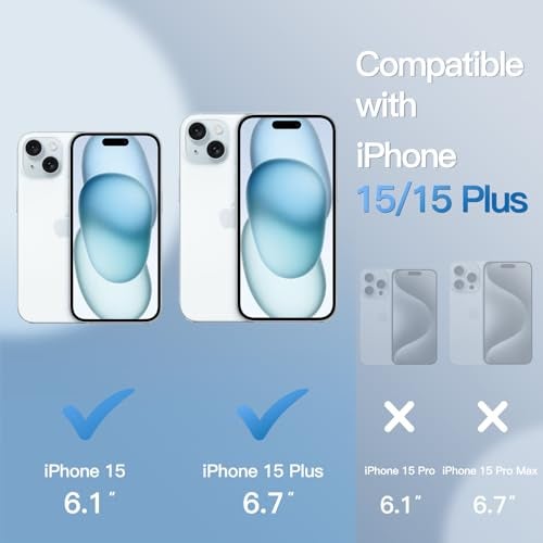 JETech Camera Lens Protector for iPhone 15 6.1-Inch and iPhone 15 Plus 6.7-Inch, Bling Glitter Individual 9H Tempered Glass Metal Ring Cover, HD Clear, 1 Set (Blue) - Image 2