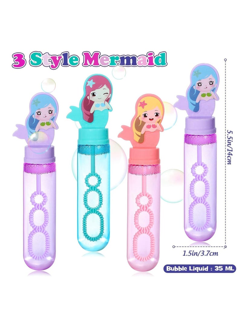 Raxoom 24 Pack Mermaid Bubble Wands for Kids Bubbles Party Favors Mini Bubbles Bulk Birthday Gift Classroom Prize Mermaid Pinata Filler Goody Bag Stuffer Girl Summer Beach Little Mermaid Party Favors - Image 3