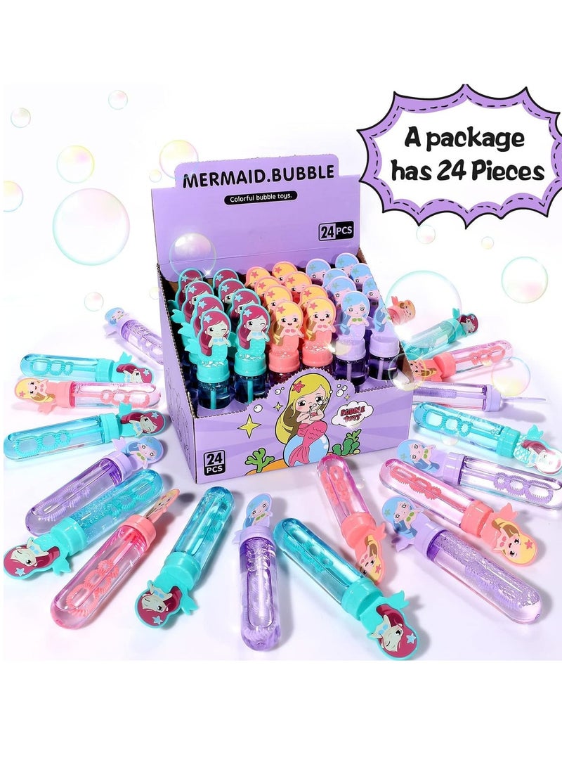 Raxoom 24 Pack Mermaid Bubble Wands for Kids Bubbles Party Favors Mini Bubbles Bulk Birthday Gift Classroom Prize Mermaid Pinata Filler Goody Bag Stuffer Girl Summer Beach Little Mermaid Party Favors - Image 5