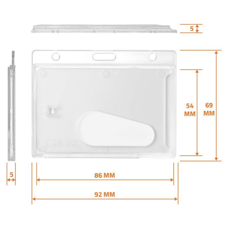 Karteo Card Holder with Oblong Hole Clear Horizontal Hard Plastic ID Card Holders & Badge Sleeves - Image 2