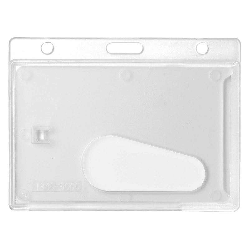 Karteo Card Holder with Oblong Hole Clear Horizontal Hard Plastic ID Card Holders & Badge Sleeves - Image 1