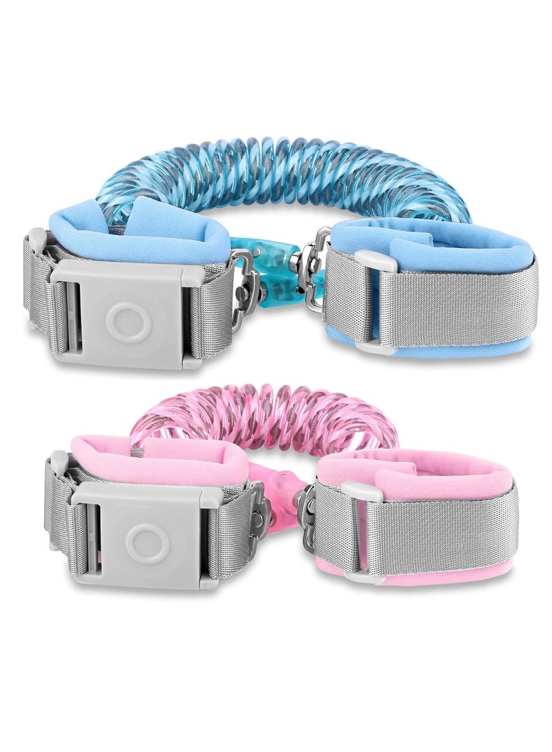spa luxetique Anti Lost Wrist Link with Magnetic Induction Lock 2 Pack (1.5m Pink + 1.5m Blue) Toddler Wrist Leash for Kids Child Safety Harness with Reflective Strip (Magnetic Unlock Design) - Image 1