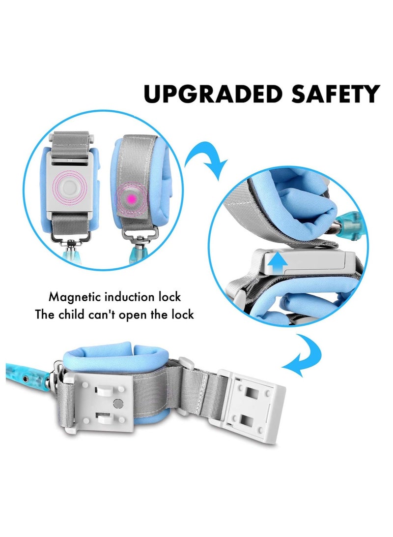 spa luxetique Anti Lost Wrist Link with Magnetic Induction Lock 2 Pack (1.5m Pink + 1.5m Blue) Toddler Wrist Leash for Kids Child Safety Harness with Reflective Strip (Magnetic Unlock Design) - Image 2