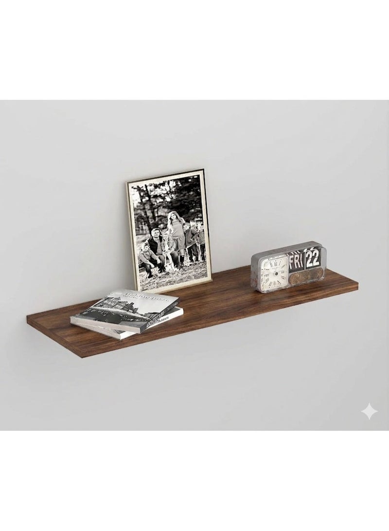 Wall Mounted Shelf for Bathroom, Bedroom, Living Room, Kitchen Small Hanging Bookshelf Storage Room Decor 10kg Capacity 60cm*20cm Matte Wood - Set Includes Its Mounting Screws- - Image 2