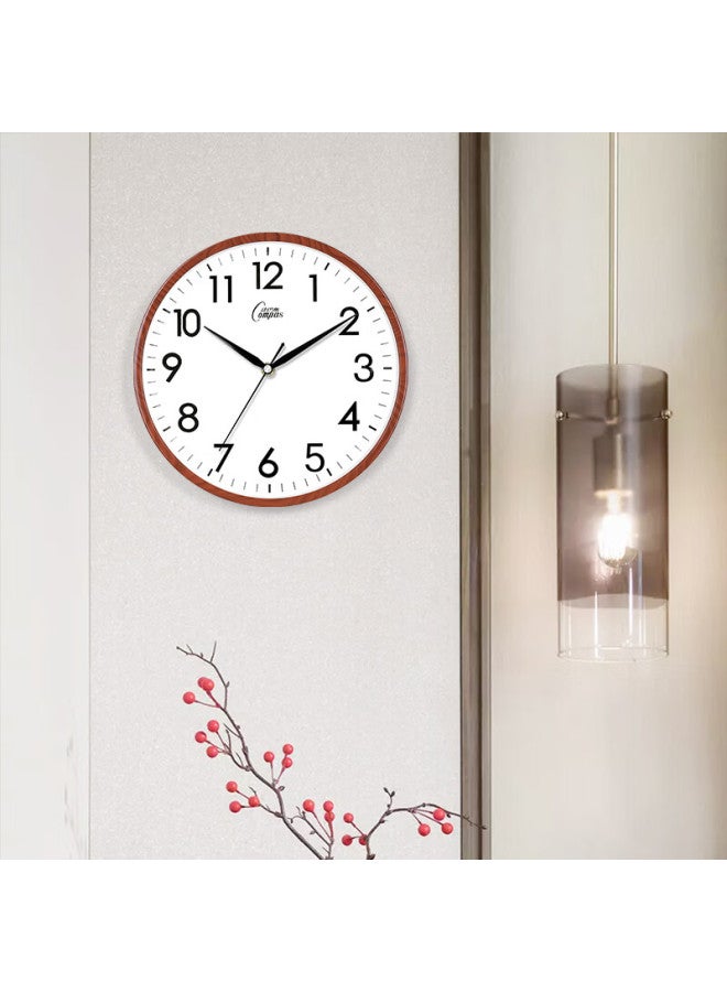 Compas Wall Clock, Creative Minimalist Clock For Living Room, Quartz Wall Clock, C2855, Coffee Wood Color, 26cm Diameter - Image 5