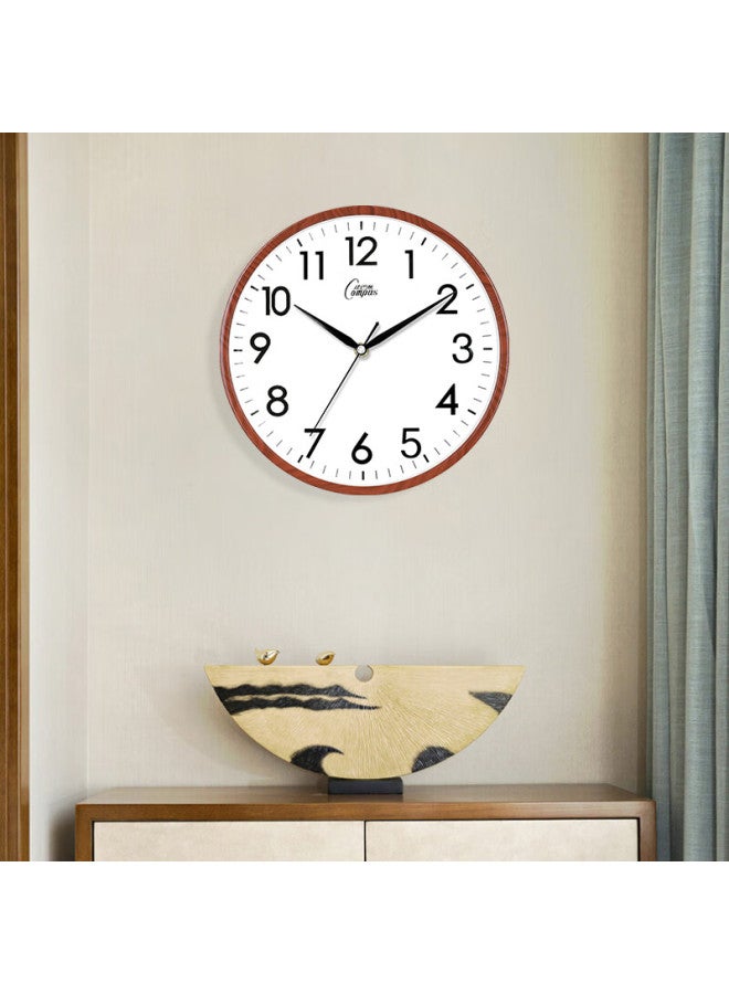 Compas Wall Clock, Creative Minimalist Clock For Living Room, Quartz Wall Clock, C2855, Coffee Wood Color, 26cm Diameter - Image 4