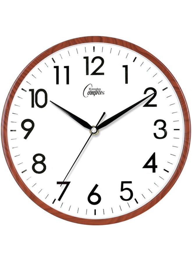 Compas Wall Clock, Creative Minimalist Clock For Living Room, Quartz Wall Clock, C2855, Coffee Wood Color, 26cm Diameter - Image 1