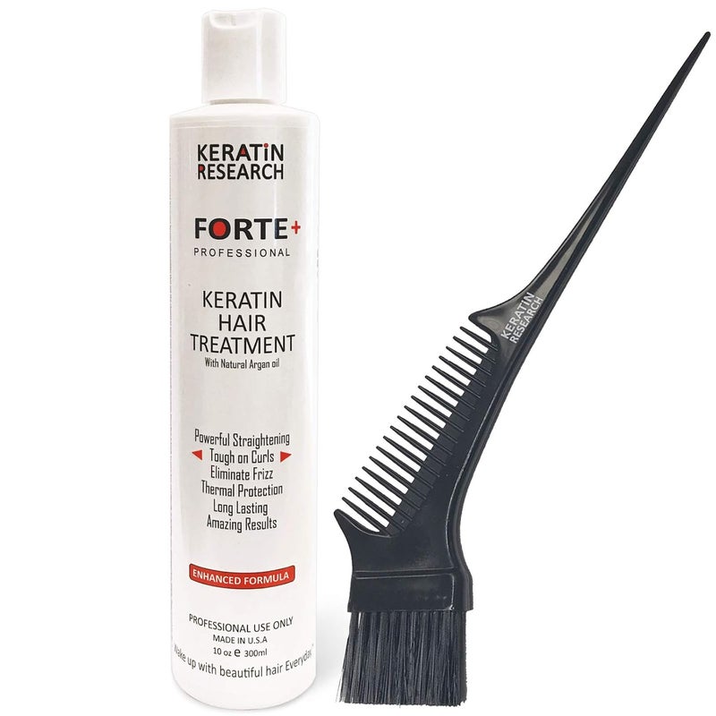 KERATIN RESEARCH Keratin Research Keratin Forte Extra Strength Oil for Curly Hair Enhanced with Moroccan Argan Oil and Amino Acids Instantly Straightens and Smooths Professional Grade Lasts 46 Months 10oz 
