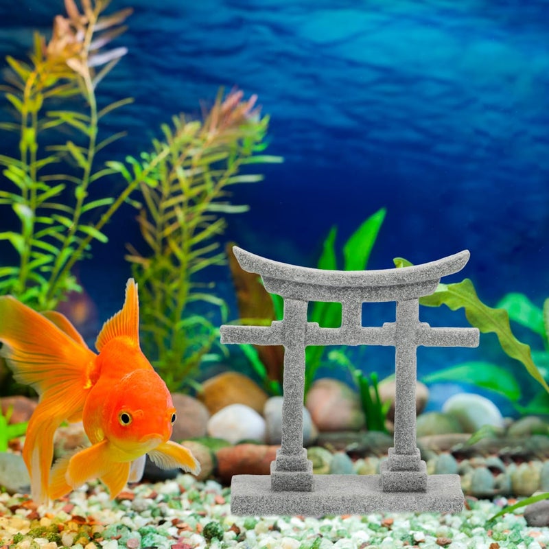 Miniature Grey Torii Gate Ornament For Aquarium Fish Tank Zen Garden Decoration - Image 3