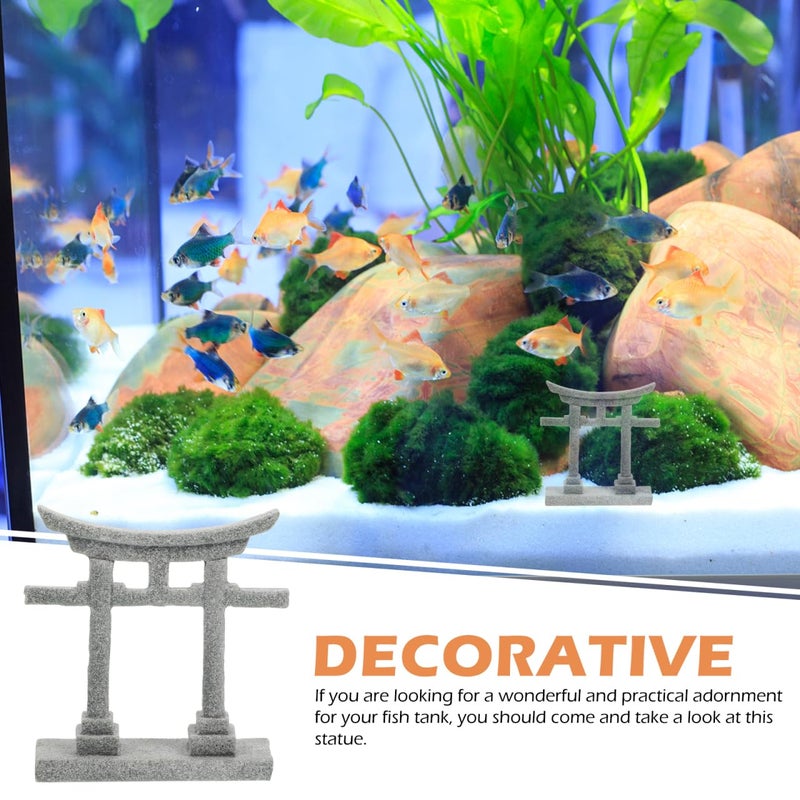 Miniature Grey Torii Gate Ornament For Aquarium Fish Tank Zen Garden Decoration - Image 4