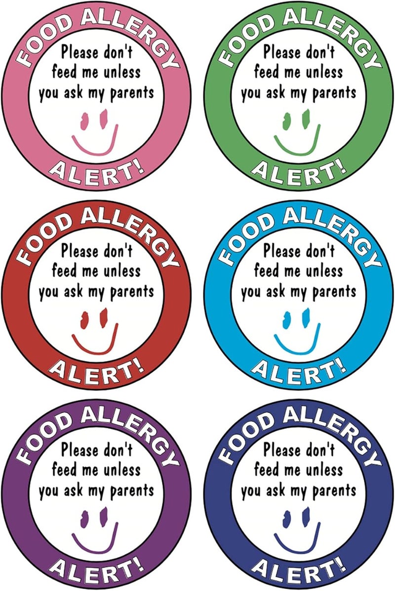 Kids Allergy Sticker 2 inch 60pcs Colored Children Food Allergen Warning Stickers for Kids Stickers Baby Allergies Signs