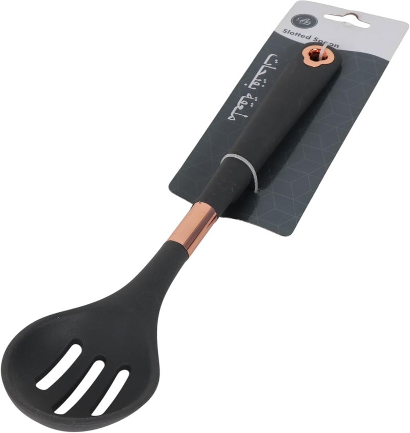 B&D Black Slotted Spoon with Rose Gold Accent - Nonstick Kitchen Utensil - Image 1
