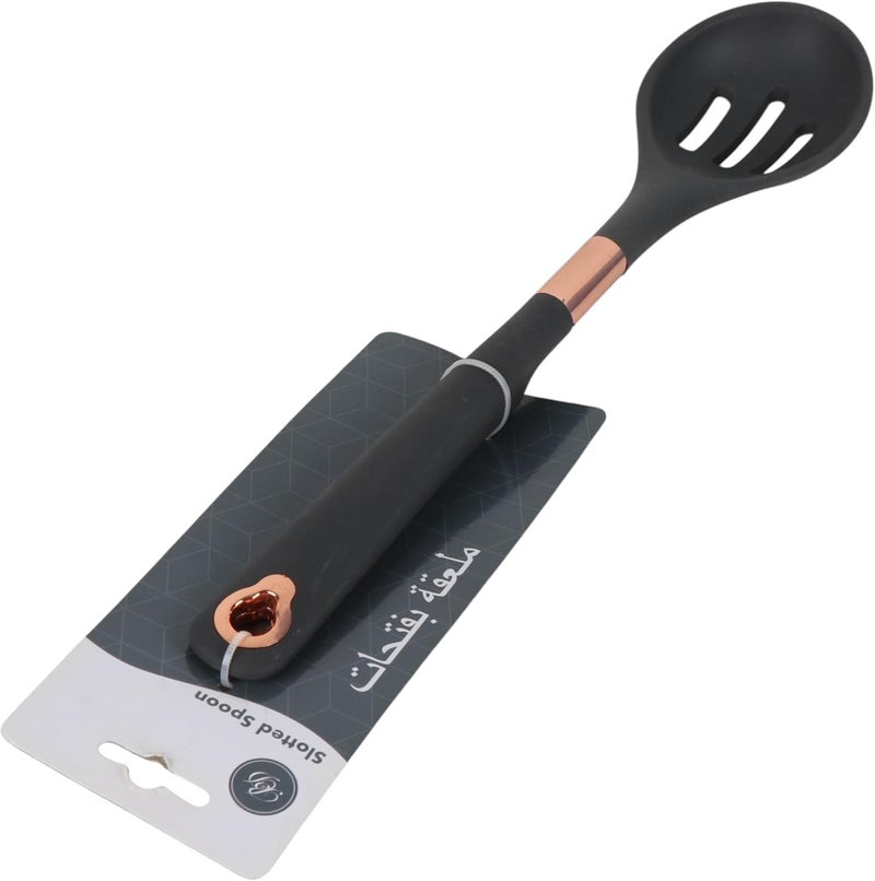 B&D Black Slotted Spoon with Rose Gold Accent - Nonstick Kitchen Utensil - Image 2