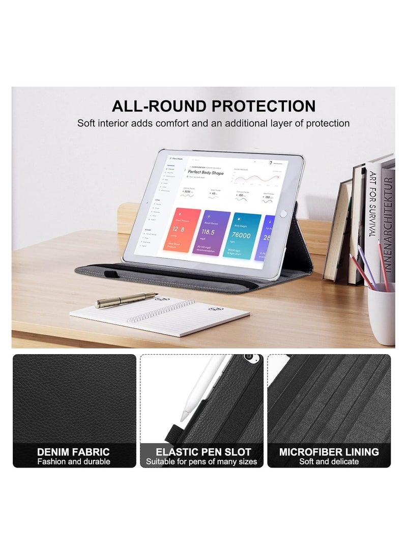 ATECH Rotating Protective Case For iPad 9.7 2018 2017 / iPad Air 2 Case - 360 Degree Rotating Stand Protective Cover with Auto Sleep Wake for iPad 9.7 inch (6th Gen, 5th Gen) iPad Air 2/ iPad Air 5/6 Black - Image 4