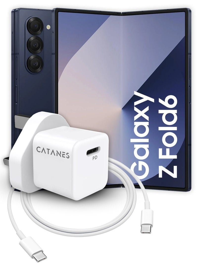 25W Fast Adapter Type C 3Pins with 1m Cable Type C for Samsung Galaxy Z fold 6 and Galaxy Z fold 5 / White