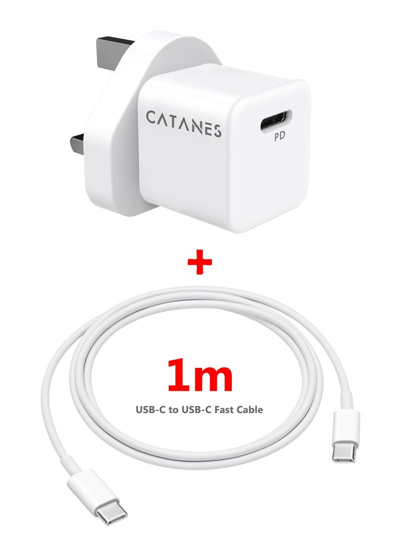 25W Fast Adapter Type C 3Pins with 1m Cable Type C for Samsung Galaxy Z fold 6 and Galaxy Z fold 5 / White