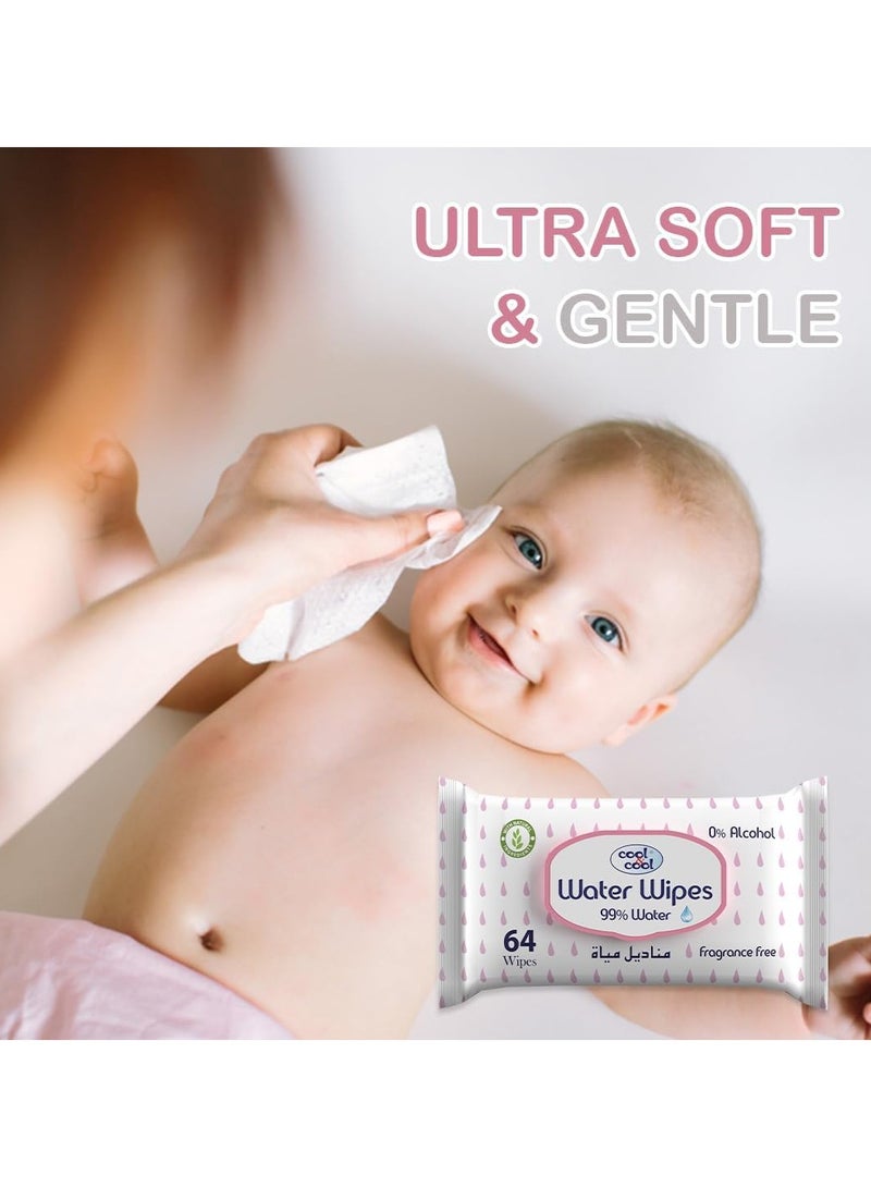 كول اند كول مناديل مبللة للأطفال تحتوي على 99% من الماء، 64 منديلًا - Image 3