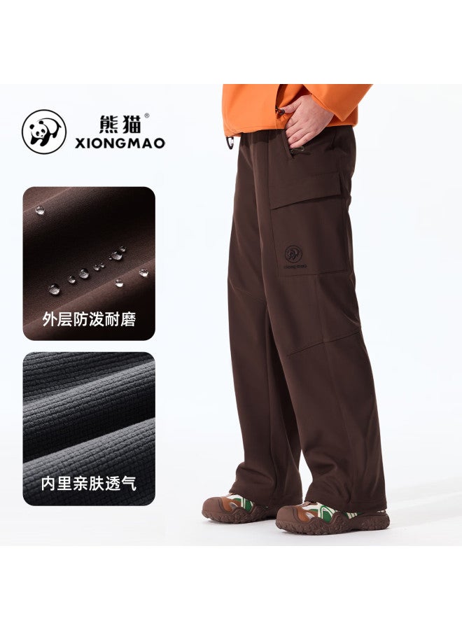 Panda Camel Series Softshell Pants Uni Water-repellent Durable Hiking Straight-leg Trousers Autumn 9227, L - Image 1