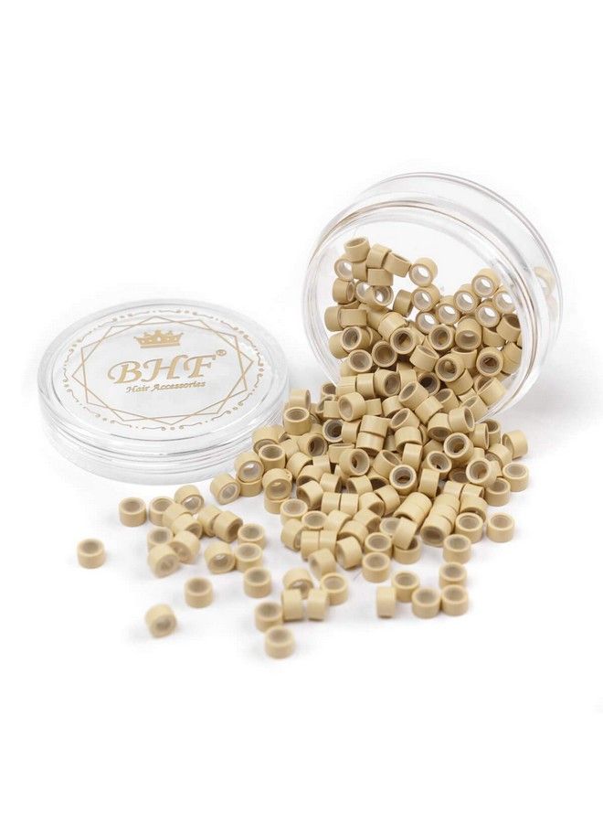 BHF 200Pcs Beads Silicone Aluminium Micro Nano Rings 5.0X3.0X3.0 Mm Lined For I Tip/Nano Hair Extensions Tool Beads (Blonde Color) - Image 2