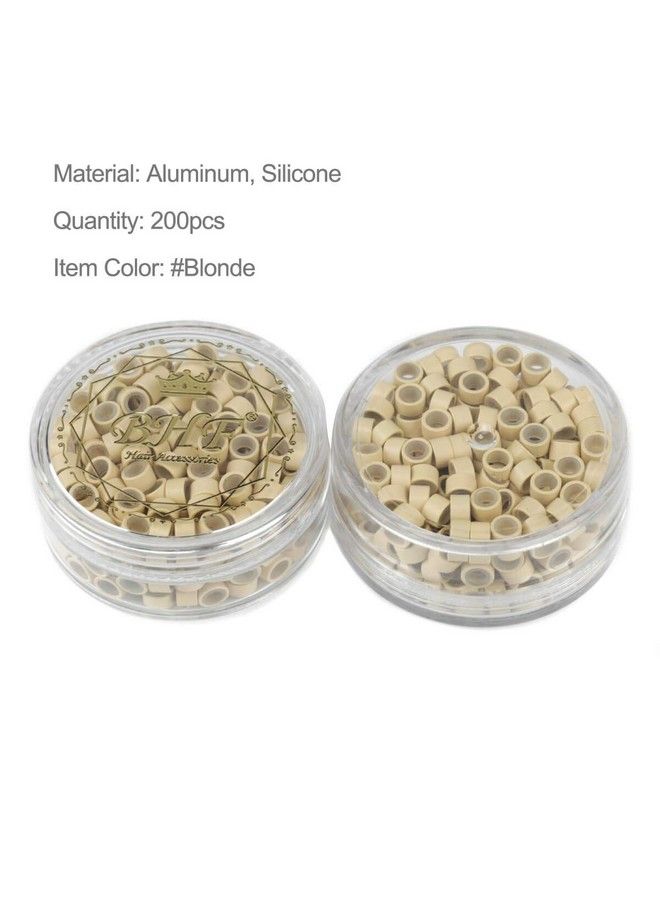BHF 200Pcs Beads Silicone Aluminium Micro Nano Rings 5.0X3.0X3.0 Mm Lined For I Tip/Nano Hair Extensions Tool Beads (Blonde Color) - Image 5