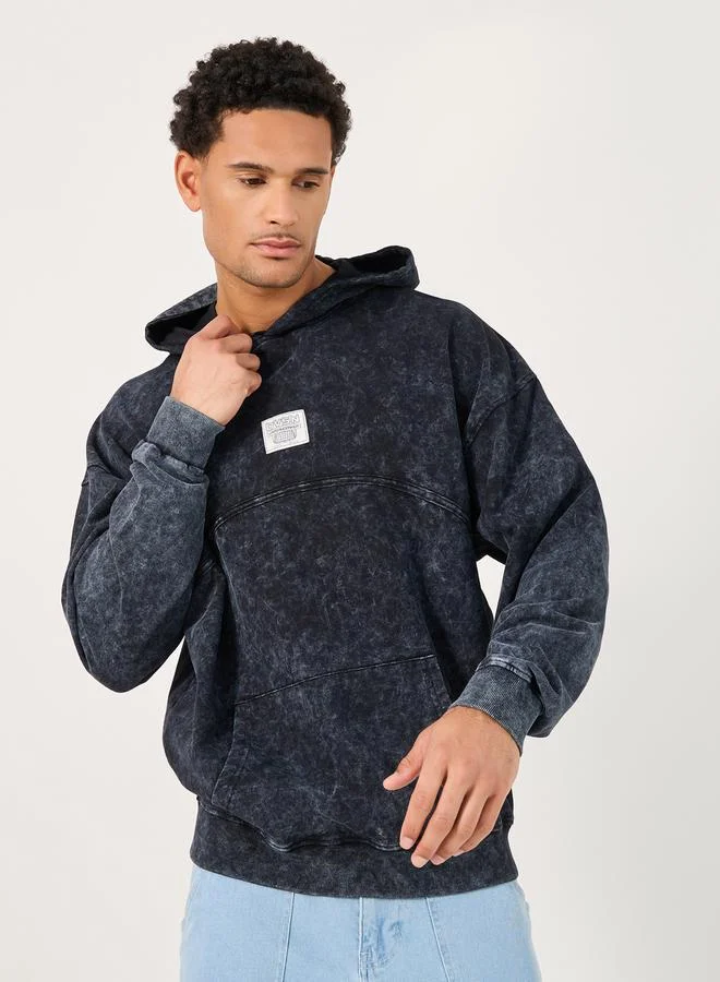 Styli Premium Acid Washed Oversized Terry Hoodie with Applique