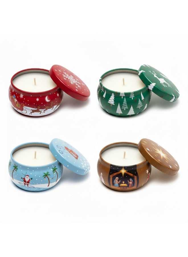 4 قطعه شمعه معطره لعيد الميلاد، هدايا عيد الميلاد، 2.5 أونصة، شموع عيد الميلاد، شموع شمع الصويا، مجموعة عيد الميلاد المعطرة، شموع معطرة هدايا صغيرة للنساء والرجال والأصدقاء  (متعددة الأشكال والملونة) - Image 1