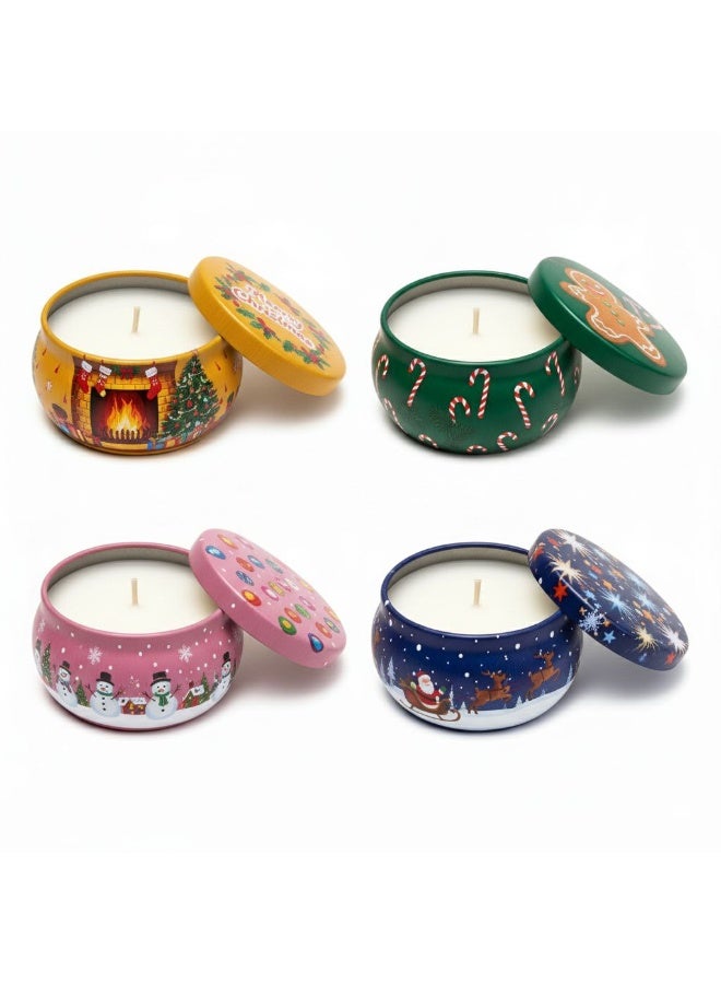 4 قطعه شمعه معطره لعيد الميلاد، هدايا عيد الميلاد، 2.5 أونصة، شموع عيد الميلاد، شموع شمع الصويا، مجموعة عيد الميلاد المعطرة، شموع معطرة هدايا صغيرة للنساء والرجال والأصدقاء  (متعددة الأشكال والملونة) - Image 2
