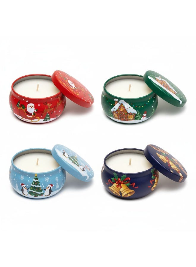 4 قطعه شمعه معطره لعيد الميلاد، هدايا عيد الميلاد، 2.5 أونصة، شموع عيد الميلاد، شموع شمع الصويا، مجموعة عيد الميلاد المعطرة، شموع معطرة هدايا صغيرة للنساء والرجال والأصدقاء  (متعددة الأشكال والملونة) - Image 3