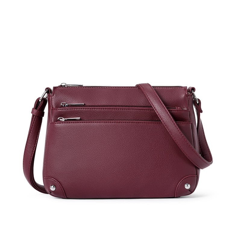 WESTBRONCO Crossbody Bags for Women, Medium Size Shoulder Handbags, Satchel Purse with Multi Zipper Pocket Wine Red - Image 1