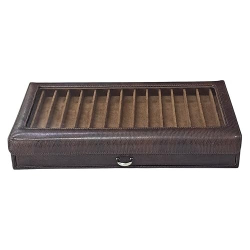 essart Faux Leather Two Level Pen Transparent Travel Accessories Display Organizer Box For 30 Pens In Snakebit-Brown Color - Image 5