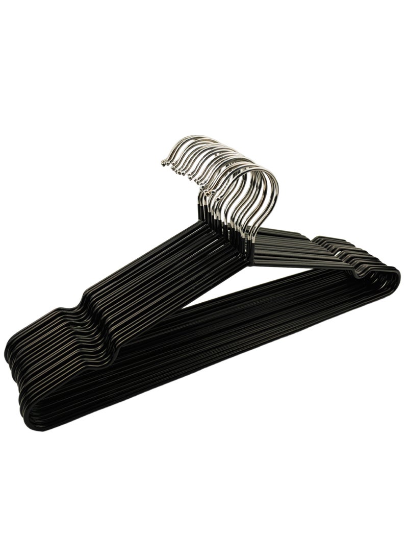 Noon East 20 Pack Metal Hangers Plastic Hangers, Black Shirt Hangers for Clothes Space Saving Clothes Hangers Rubber Coat Hangers, Strong Anti-Slip Hangers Wire Hangers, 18.2x40.6cm - Image 1