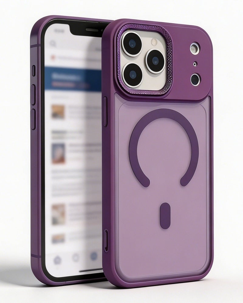 for iPhone 17 Pro Max Case Compatible with MagSafe,Magnetic Phone Case for iPhone 17 Pro Max,Diamond Texture Matte Anti-Fingerprint Shockproof Luxury INS Style Protective Cover Dark Purple - Image 1