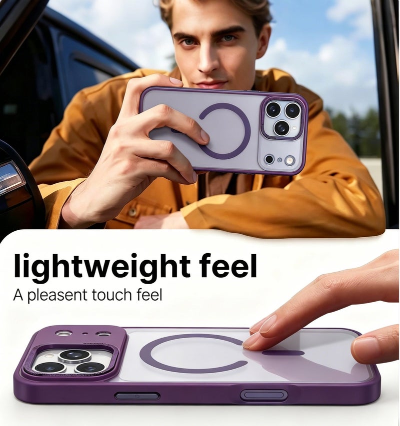 for iPhone 17 Pro Max Case Compatible with MagSafe,Magnetic Phone Case for iPhone 17 Pro Max,Diamond Texture Matte Anti-Fingerprint Shockproof Luxury INS Style Protective Cover Dark Purple - Image 5